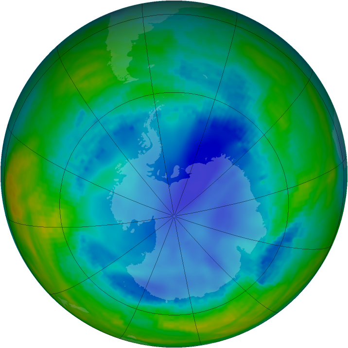 Antarctic ozone map for 02 August 2003